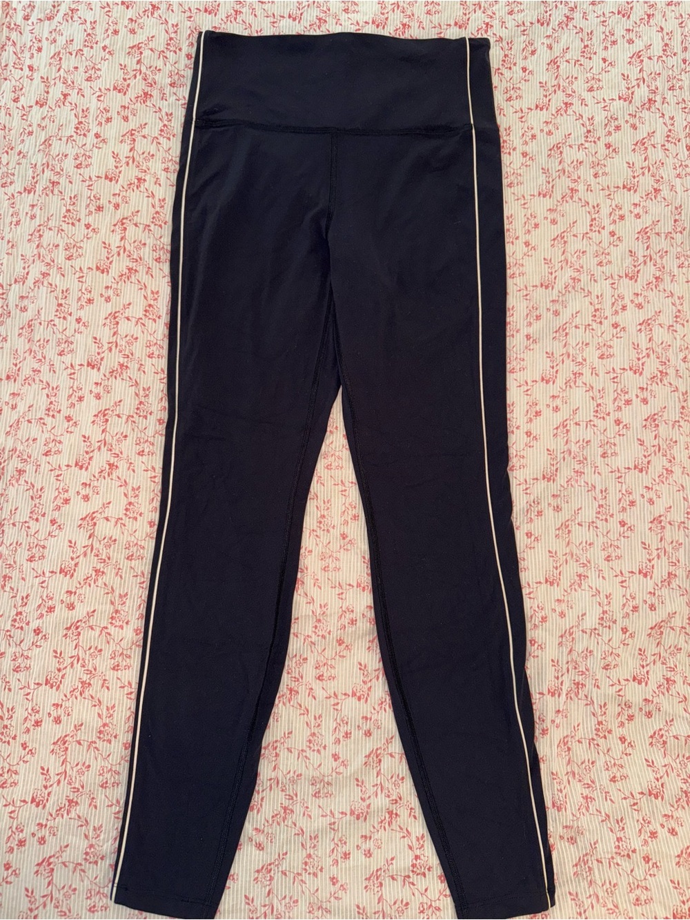 all in motion Black High-Rise Leggings with White Piping